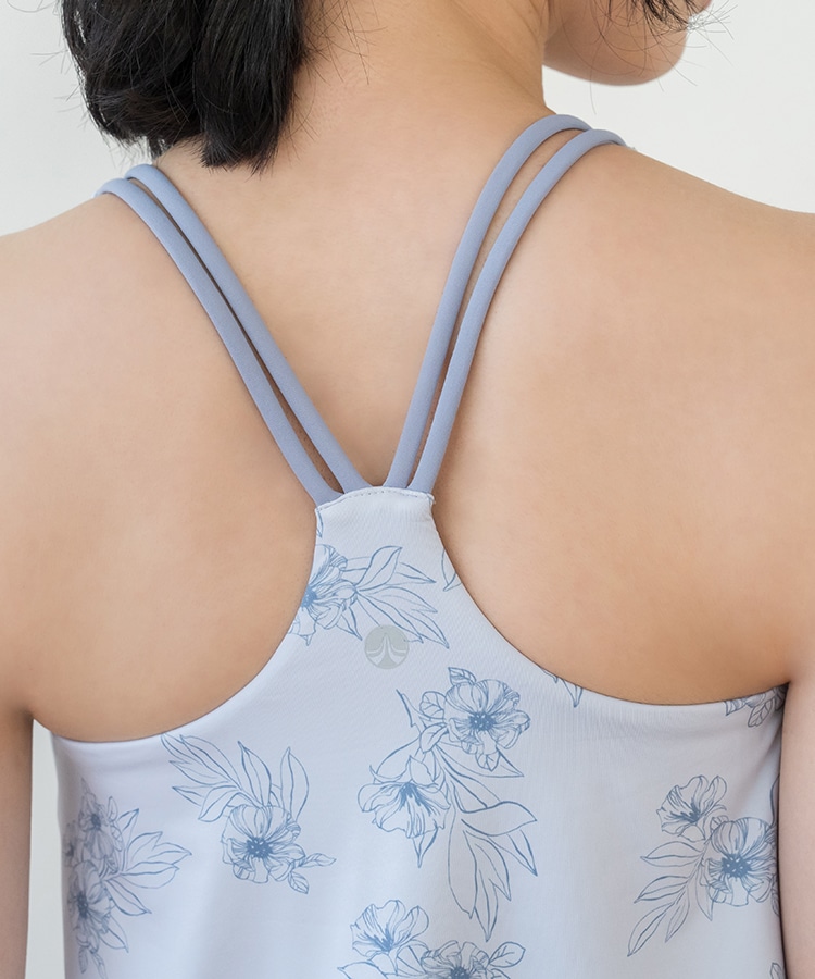 SUKALA】フラワープリントカバータンクトップ(Sサイズ ピンクブラウン