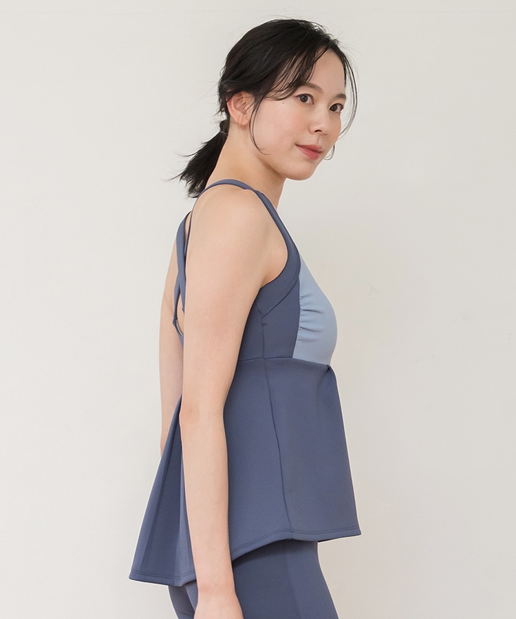 SUKALA】コンビカラークロスタンクトップ(XS・S・M・Lサイズ スモーク