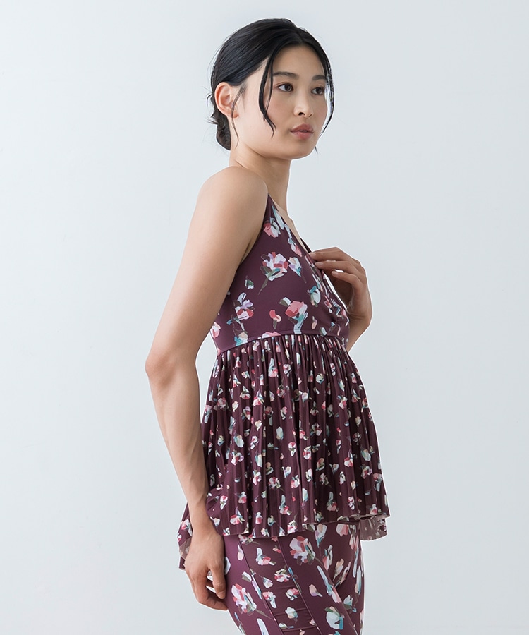 SUKALA】ローズプリントプリーツタンクトップ(XS・S・M・L・LLサイズ