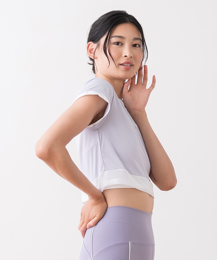 SUKALA】アクティブシアーカラークロップドTee(M・Lサイズ モーヴ