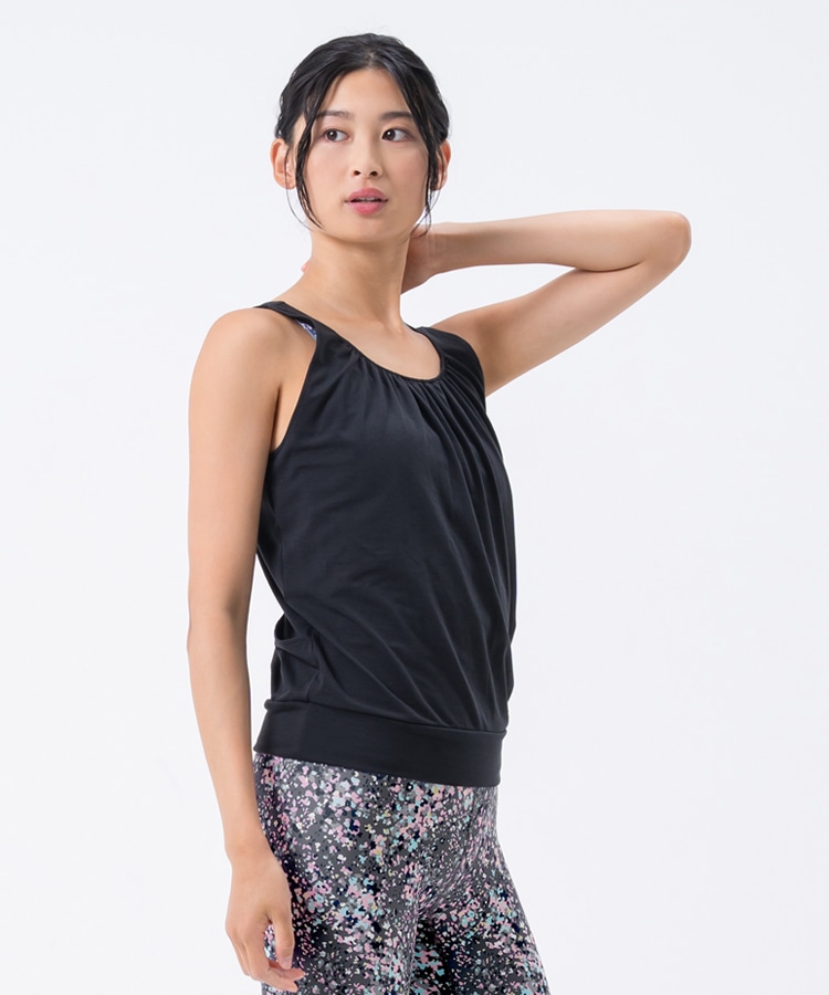 SUKALA】フロントギャザータンクトップ付きトリプルセットアップ(XS