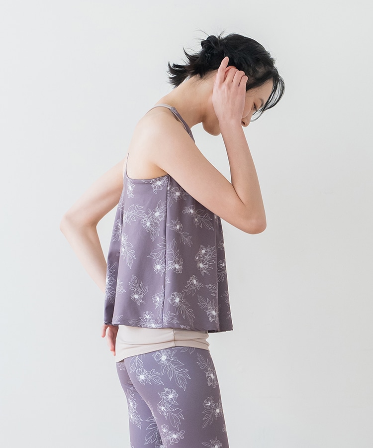 SUKALA】フラワープリントカバータンクトップ(Sサイズ ピンクブラウン