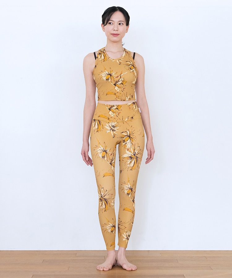 SUKALA】リブBigフラワープリントレギンス(XS・S・M・Lサイズ スモーク