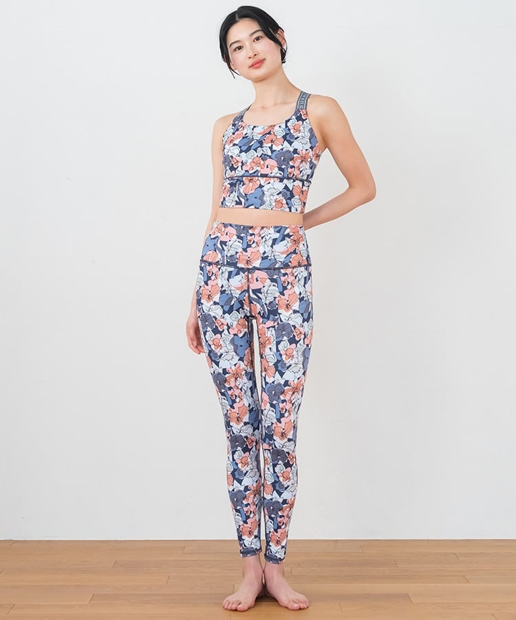 SUKALA】ミックスフラワープリントレギンス(Lサイズ イエローオレンジ