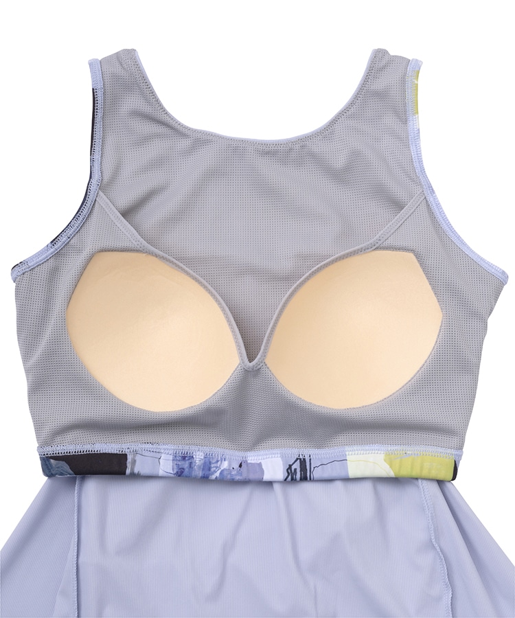 SUKALA】ミックスプリントカバータンクトップ(XSサイズ グレーミックス