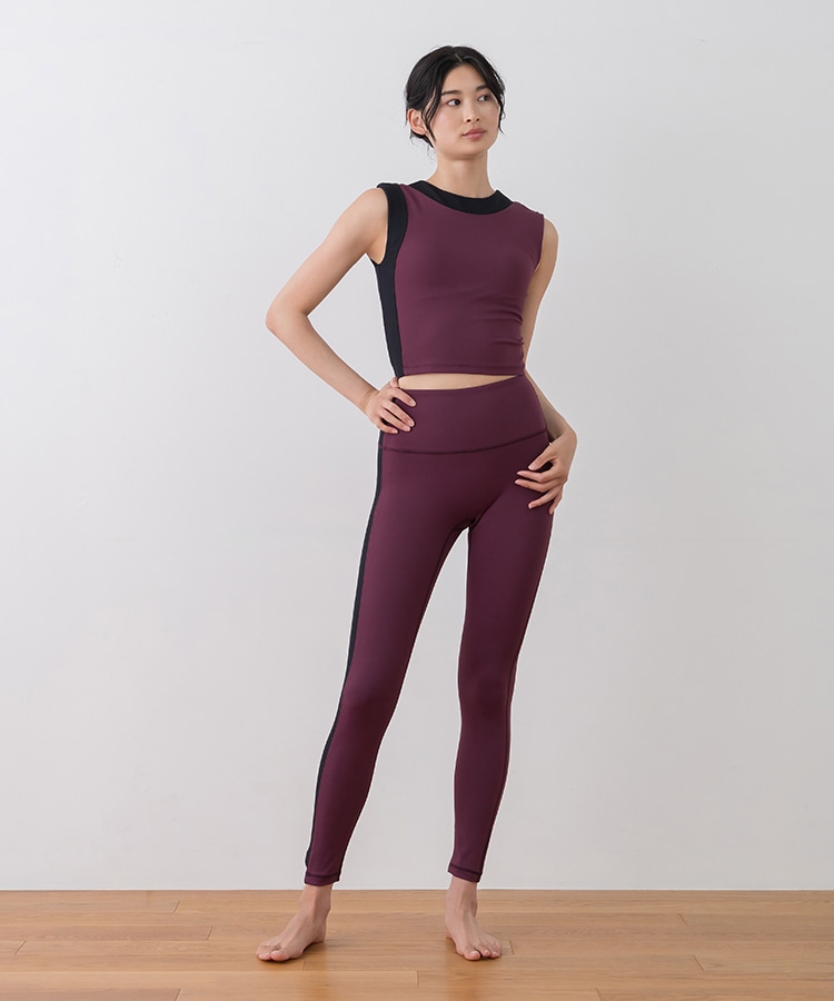 SUKALA】バイカラーアシンメトリーレギンス(XS・Sサイズ ワイン