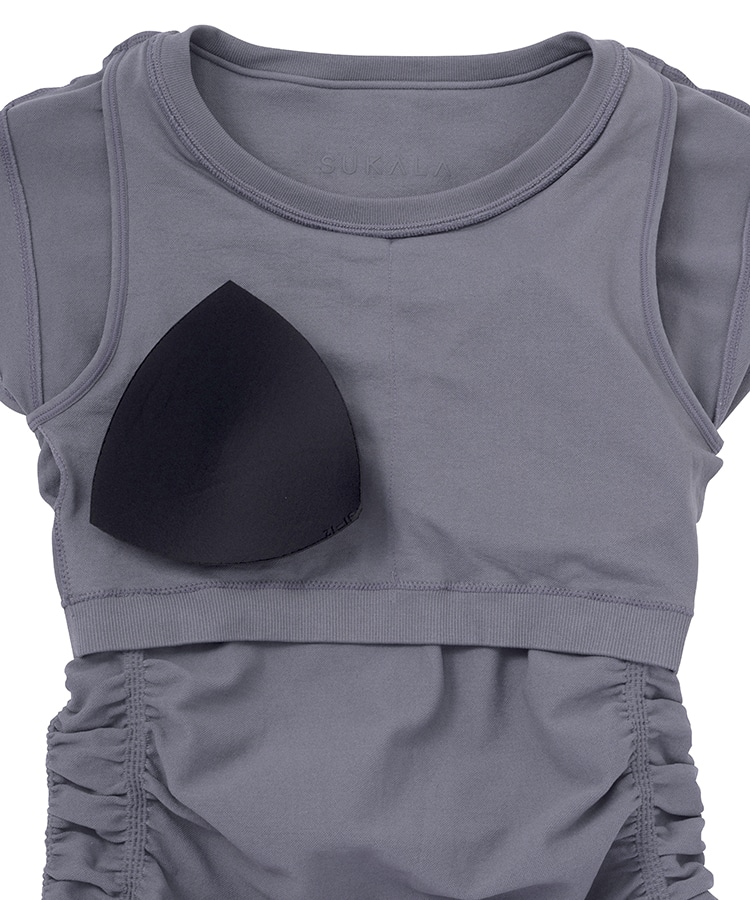 SUKALA】カップ付きエンハンスTee(S・Lサイズ チャコール・ホワイト