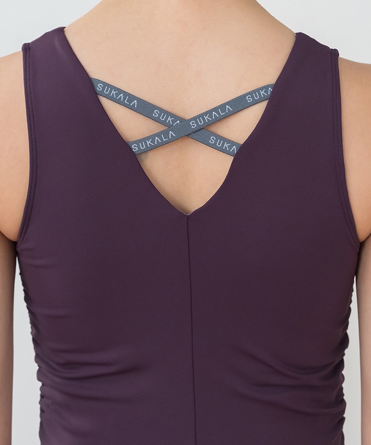 SUKALA】アメリカンスリーブギャザータンクトップ(XS・Sサイズ サンド