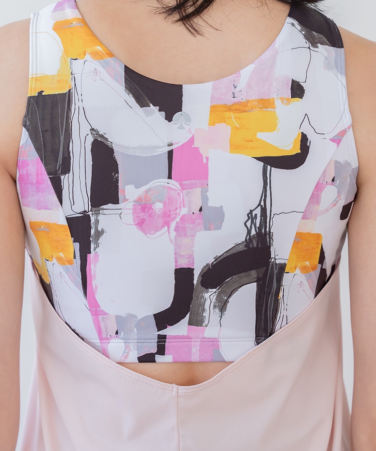 SUKALA】ミックスプリントカバータンクトップ(XSサイズ グレーミックス