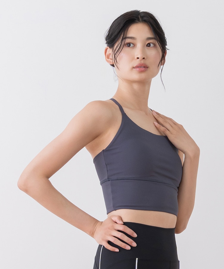 SUKALA】ブラトップ付きペーパーライクタンクトップ(Sサイズ ネイビー