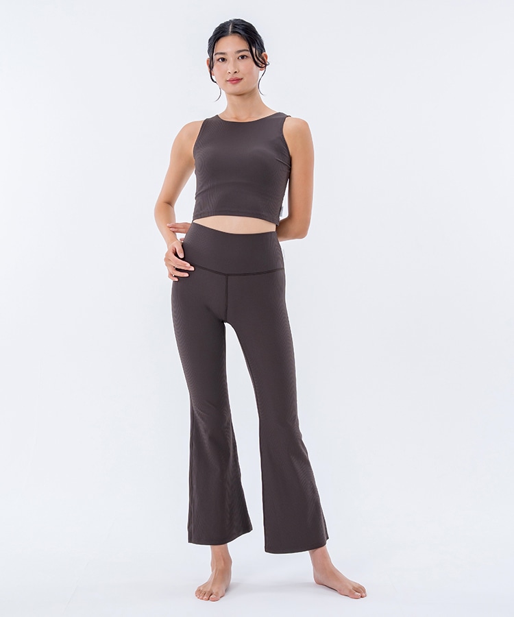 SUKALA】ベーシックリブフレアパンツ(XS・S・L・LLサイズ エスプレッソ