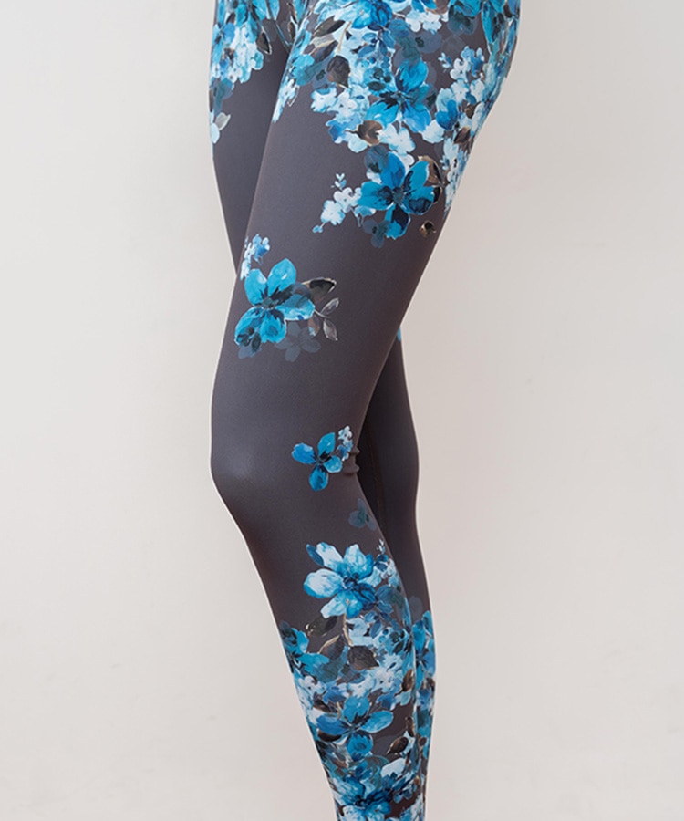SUKALA】フルオブフラワーパネルレギンス(S・Mサイズ ブルー・モーヴ
