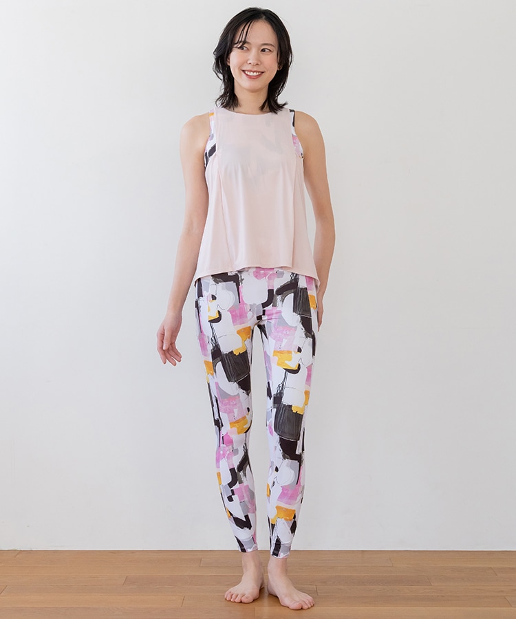 SUKALA】ミックスプリントカバータンクトップ(XSサイズ グレーミックス