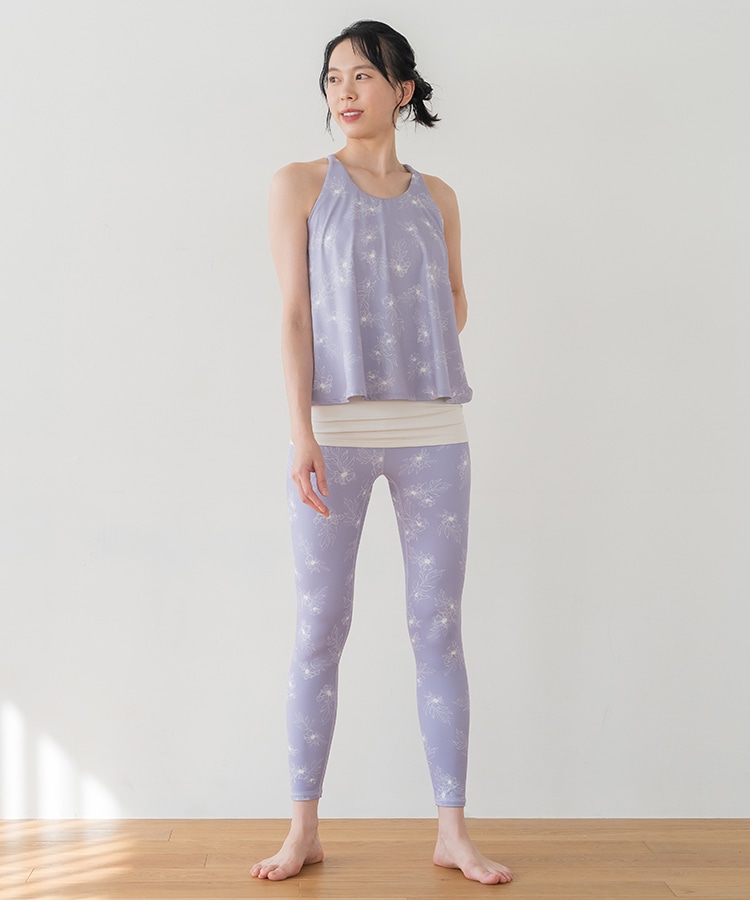 SUKALA】フラワープリントカバータンクトップ(Sサイズ ピンクブラウン