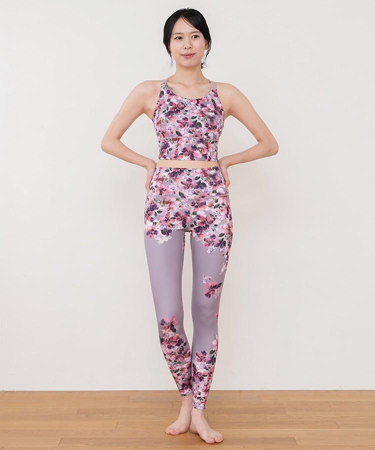 SUKALA】フルオブフラワーパネルレギンス(S・Mサイズ ブルー・モーヴ