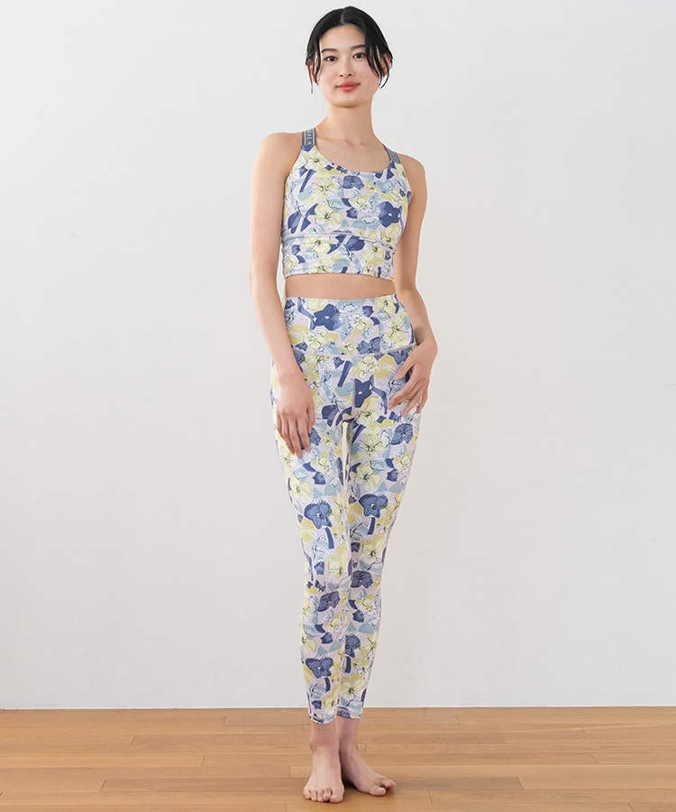 SUKALA】ミックスフラワープリントレギンス(Lサイズ イエローオレンジ