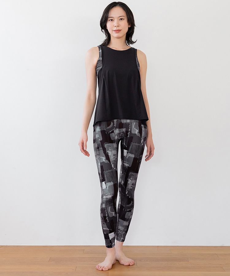 SUKALA】ミックスプリントカバータンクトップ(XSサイズ グレーミックス