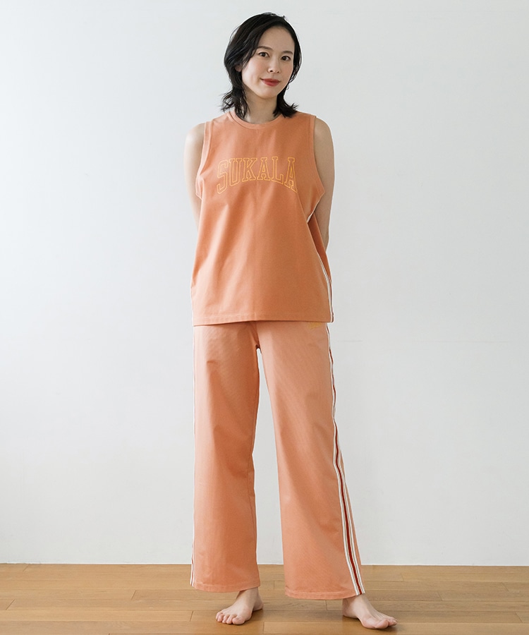 SUKALA】ラインBigタンクトップ(M・Lサイズ スモークオレンジ