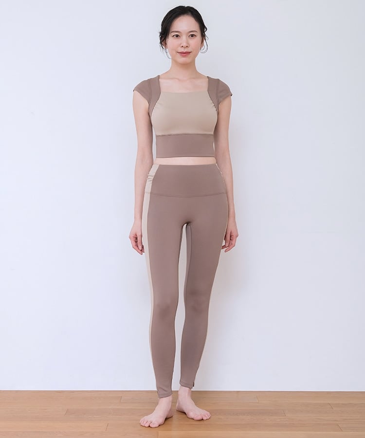 SUKALA】コンビカラーレギンス(XS・S・M・Lサイズ ライトブラウン