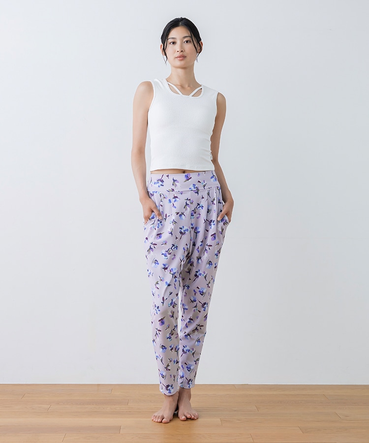 SUKALA】ローズプリントジョガーパンツ(M・L・LLサイズ ライラック