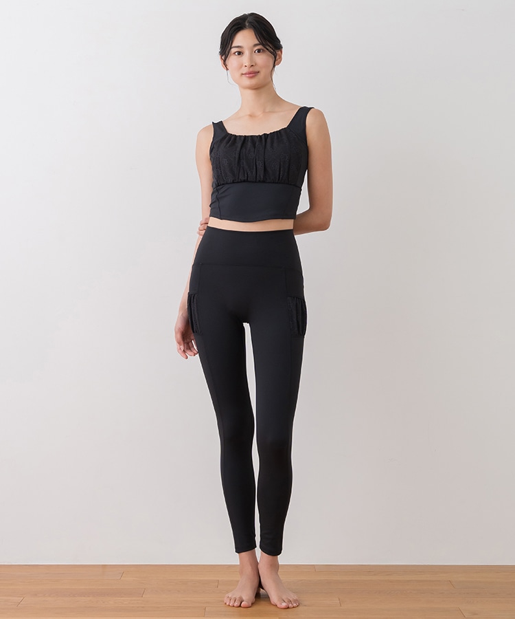 SUKALA】フラワーレースレギンス(XS・S・M・L・LLサイズ ブラウン