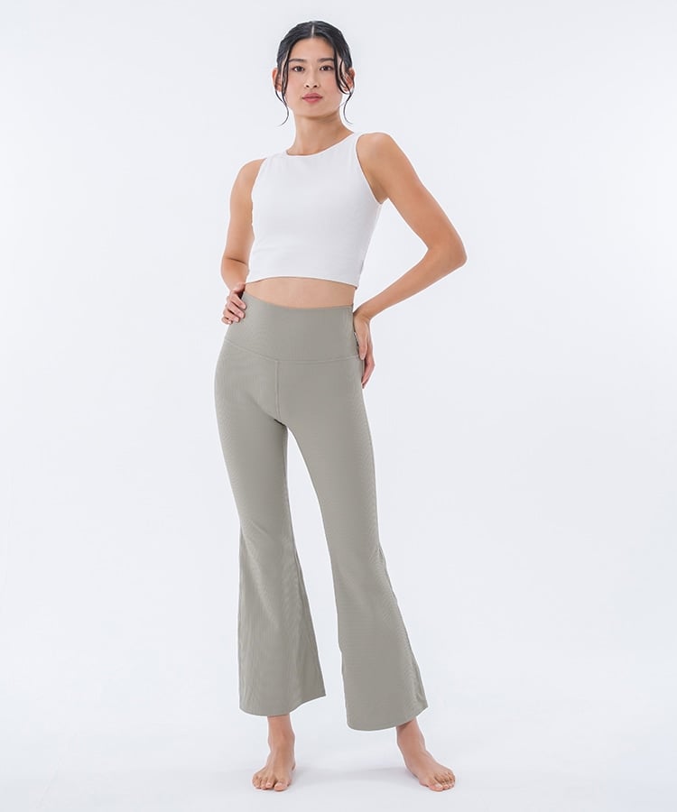 SUKALA】ベーシックリブフレアパンツ(XS・S・L・LLサイズ エスプレッソ