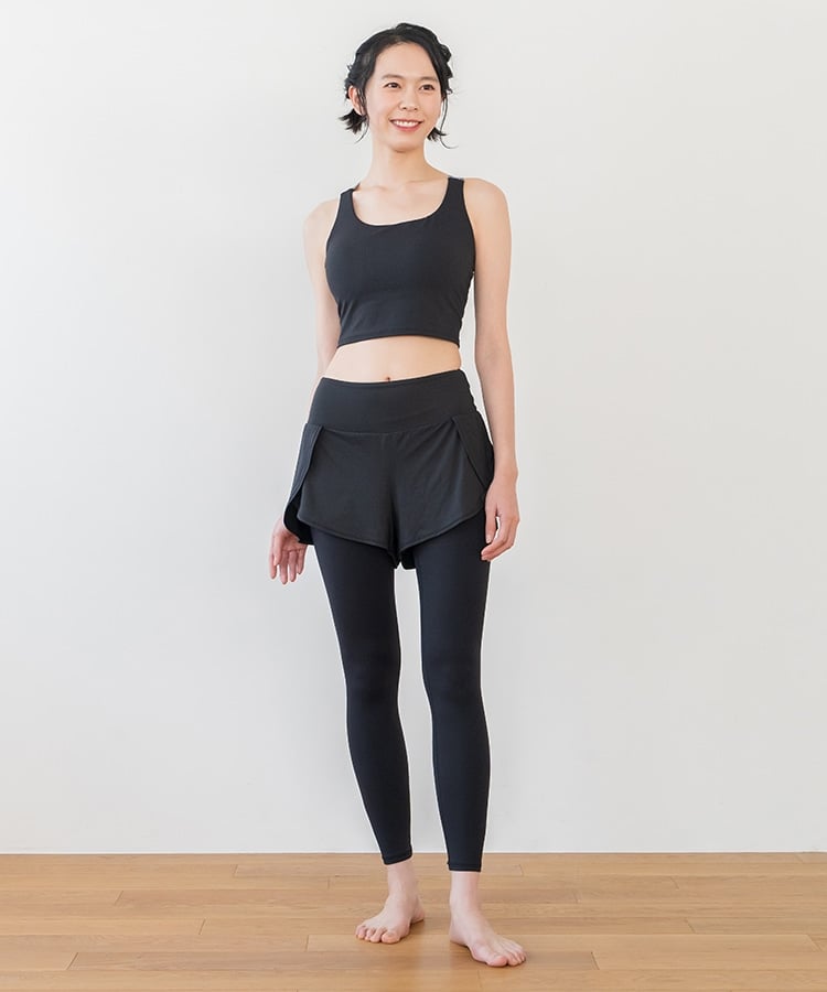 SUKALA】ショートパンツ付きレギンス(Sサイズ ブラック): ヨガウェア