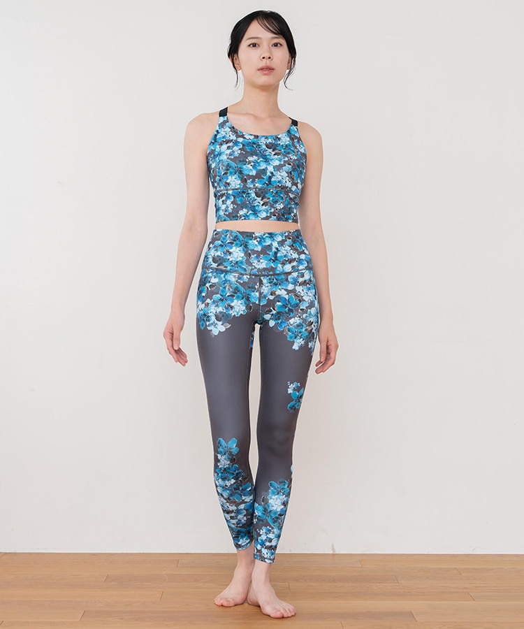 SUKALA】フルオブフラワーパネルレギンス(S・Mサイズ ブルー・モーヴ