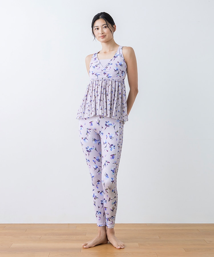 SUKALA】ローズプリントプリーツタンクトップ(XS・S・M・L・LLサイズ