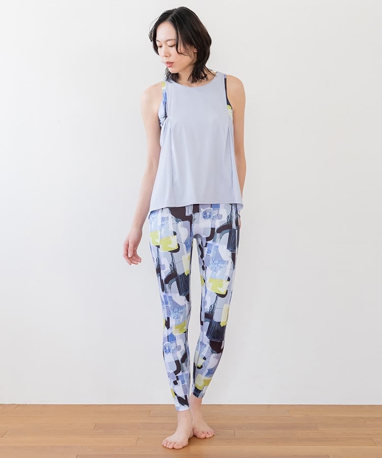 SUKALA】ミックスプリントカバータンクトップ(XSサイズ グレーミックス