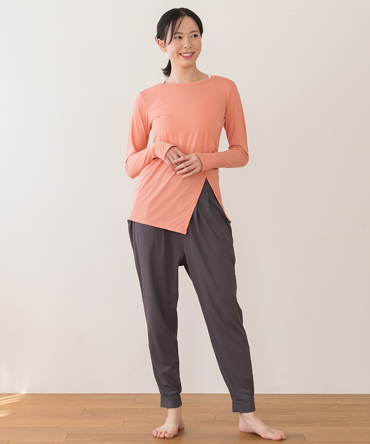 SUKALA】アシンメトリーメッシュロングスリーブ(Lサイズ ブルーグレー