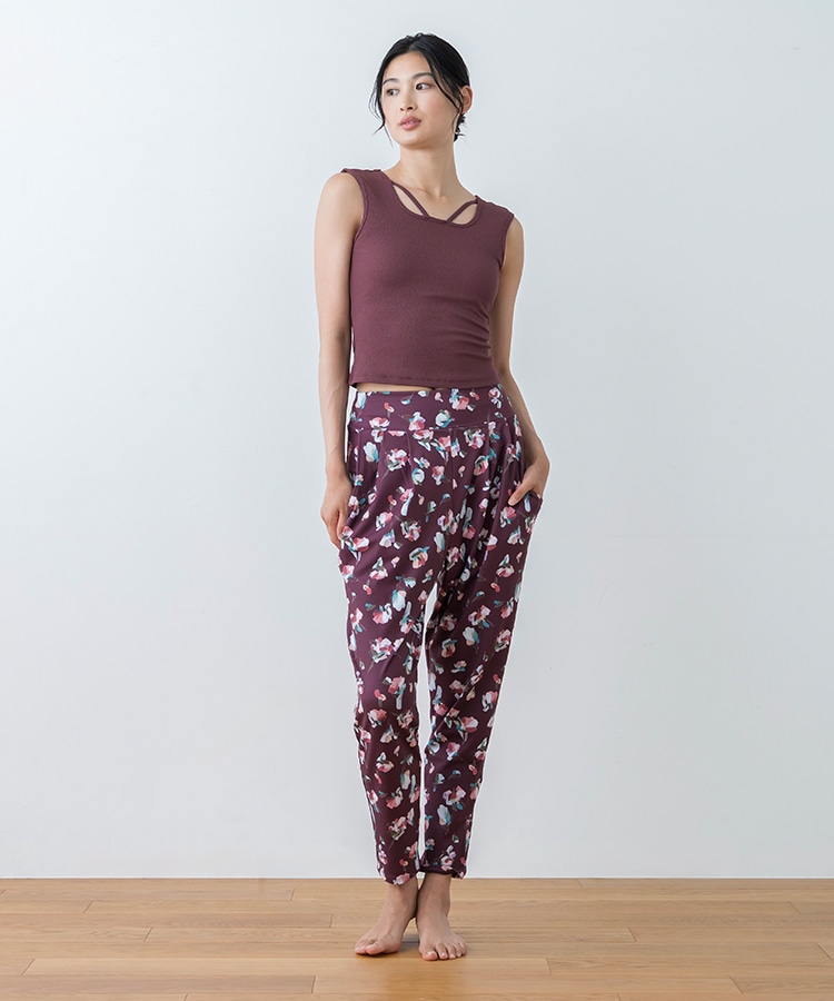 SUKALA】ローズプリントジョガーパンツ(M・L・LLサイズ ライラック