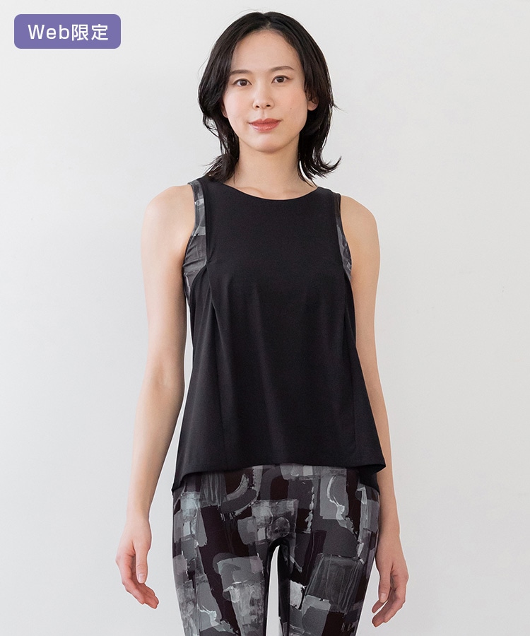 SUKALA】ミックスプリントカバータンクトップ(XSサイズ グレーミックス