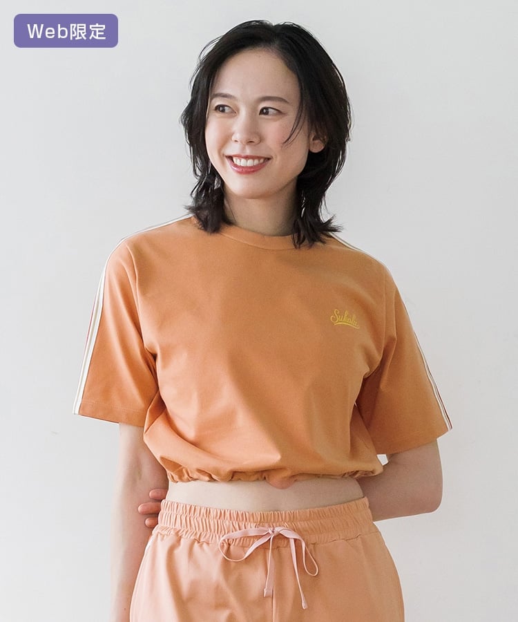 SUKALA】ブラトップ付きラインクロップドTee(M・Lサイズ スモーク