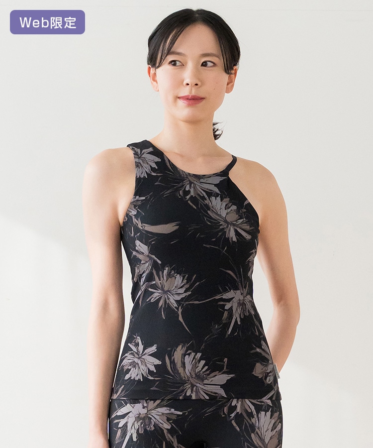 SUKALA】リブBigフラワープリントタンクトップ(XS・S・Mサイズ