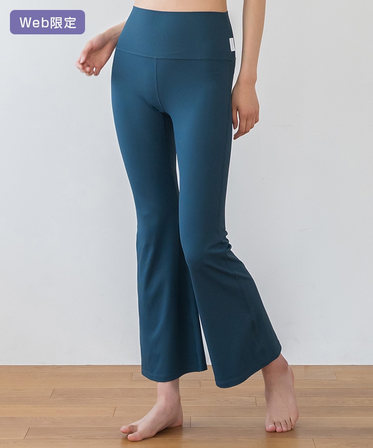 SUKALA】ベーシックリブフレアパンツ(XS・S・M・L・LLサイズ ブラック