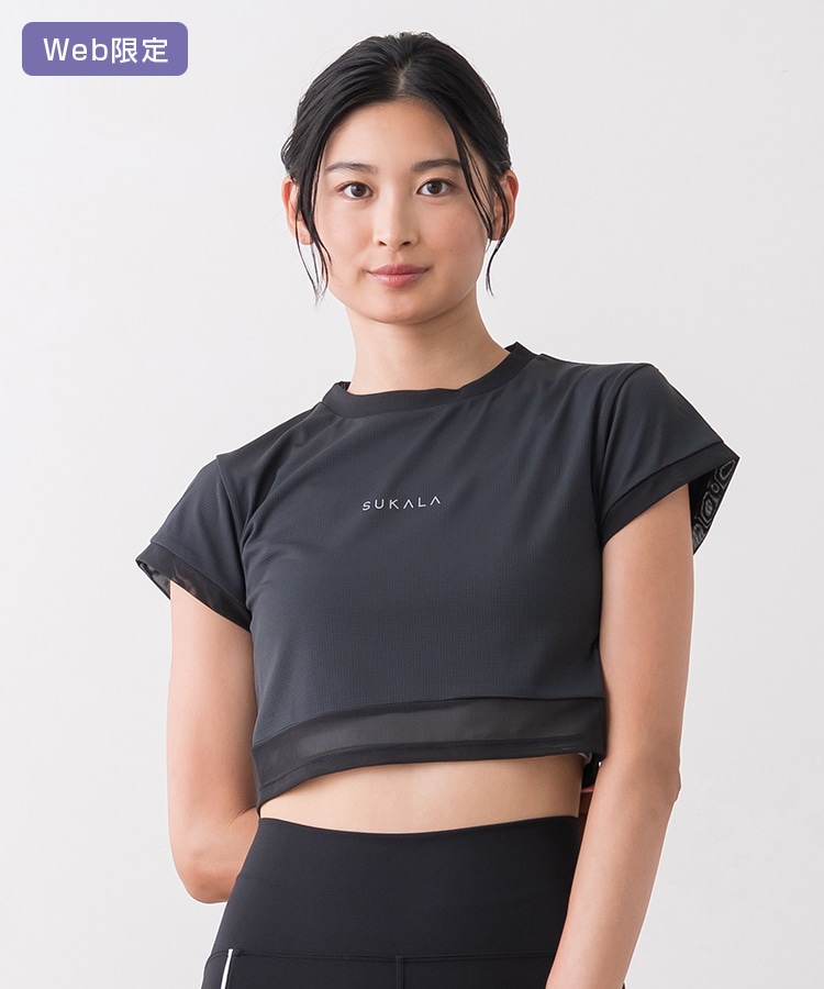 SUKALA】アクティブシアーカラークロップドTee(M・Lサイズ モーヴ