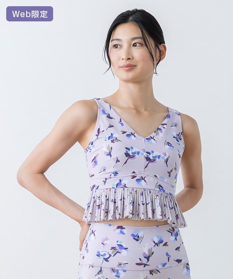 SUKALA】ローズプリントブラトップ(Lサイズ ライラック・ワイン