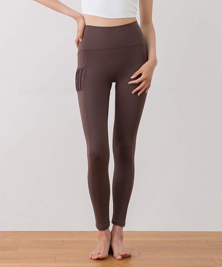 SUKALA】フラワーレースレギンス(XS・S・M・L・LLサイズ ブラウン