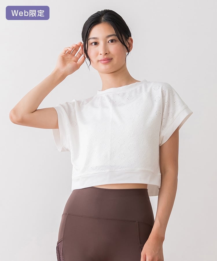 SUKALA】ブラトップ付きフラワーレーストップス(L・LLサイズ オフ