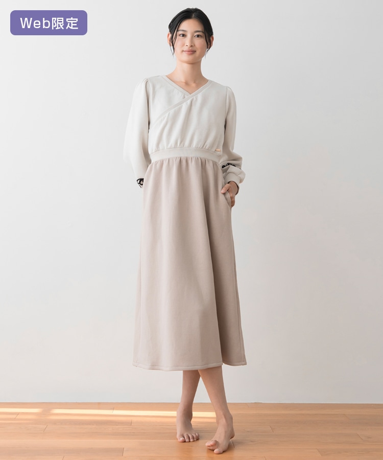 SUKALA】エアーカシュクールワンピース(M・Lサイズ チャコール