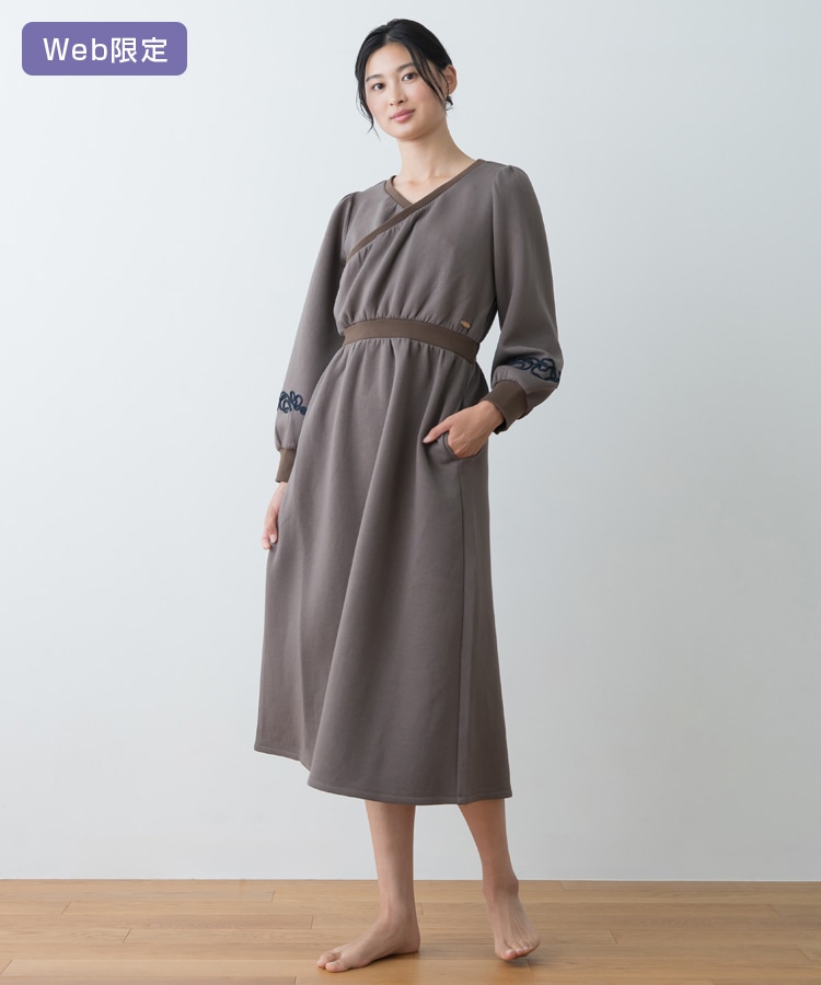 SUKALA】エアーカシュクールワンピース(M・Lサイズ チャコール