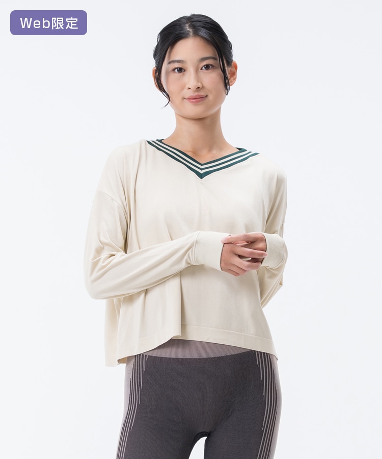 SUKALA】ブラトップ付きカレッジVネックプルオーバー(M・Lサイズ