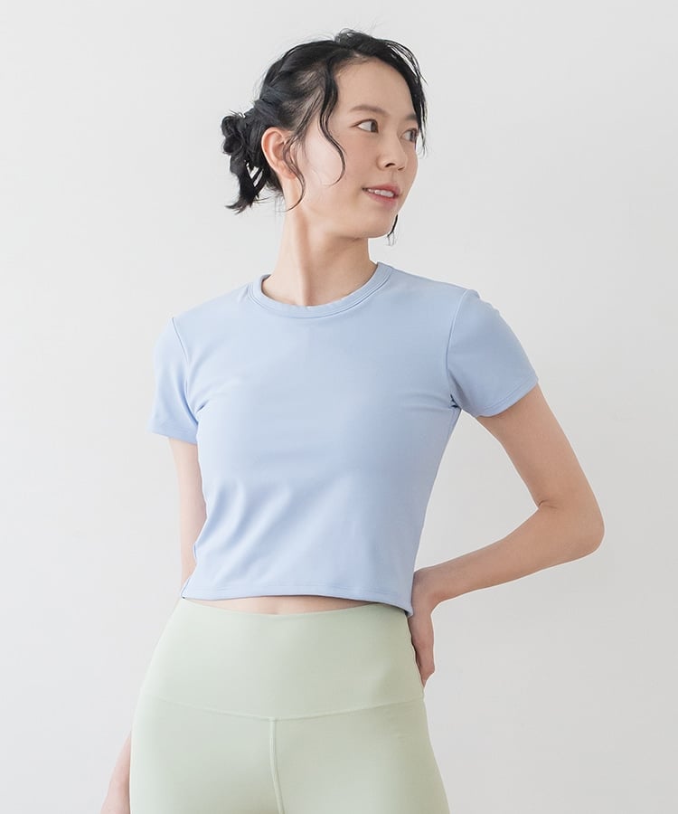 SUKALA】カップ付きクロップドTee(Sサイズ ペールブルー・ボルドー