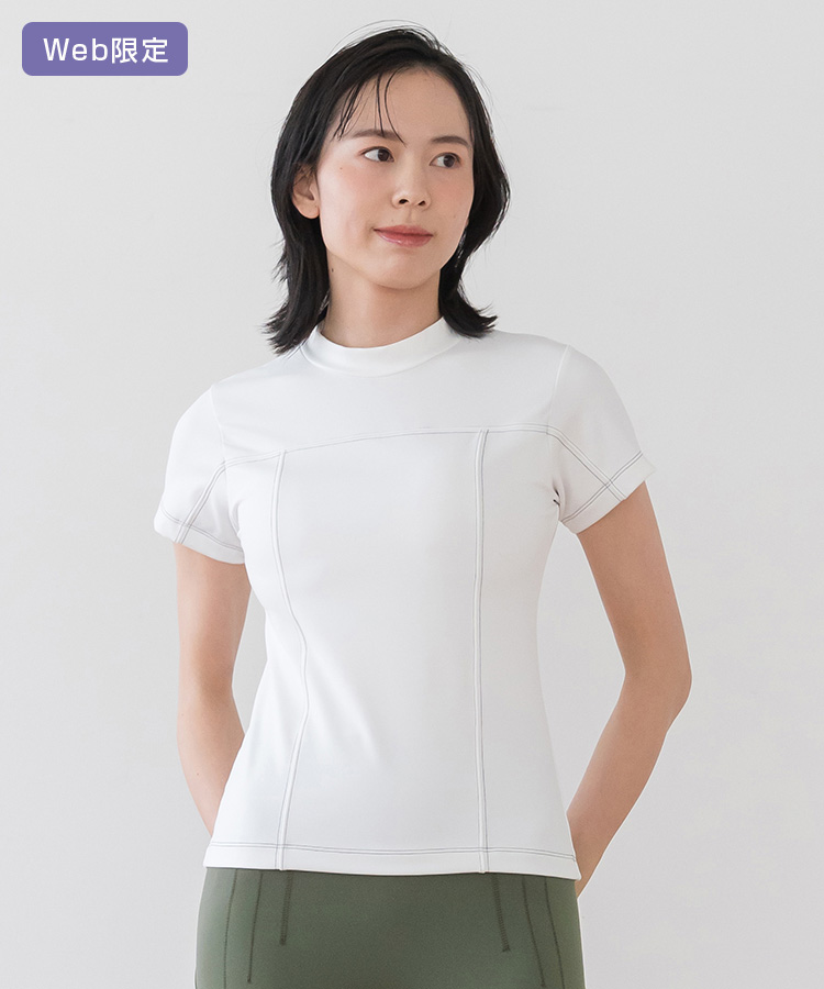 SUKALA】カップ付きミニハイネックTee(S・Mサイズ ボルドー・ホワイト