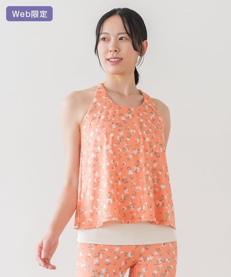 SUKALA】フラワープリントカバータンクトップ(XS・S・Mサイズ ダスティ