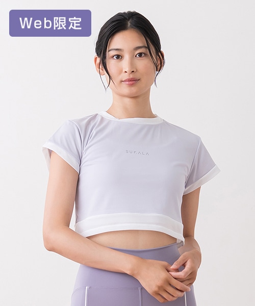 SUKALA】アクティブシアーカラークロップドTee(M・Lサイズ モーヴ