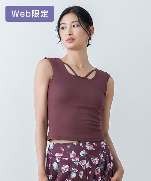 SUKALA】クロスデザインショートタンクトップ(XSサイズ ワイン