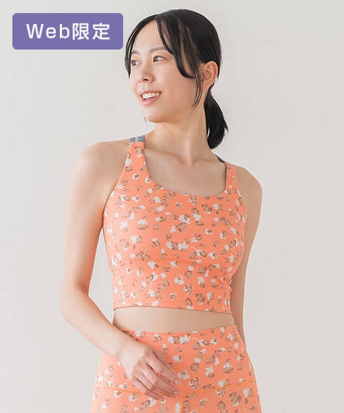 SUKALA】Yストラップロゴブラトップ(S・M・Lサイズ フラワーオレンジ