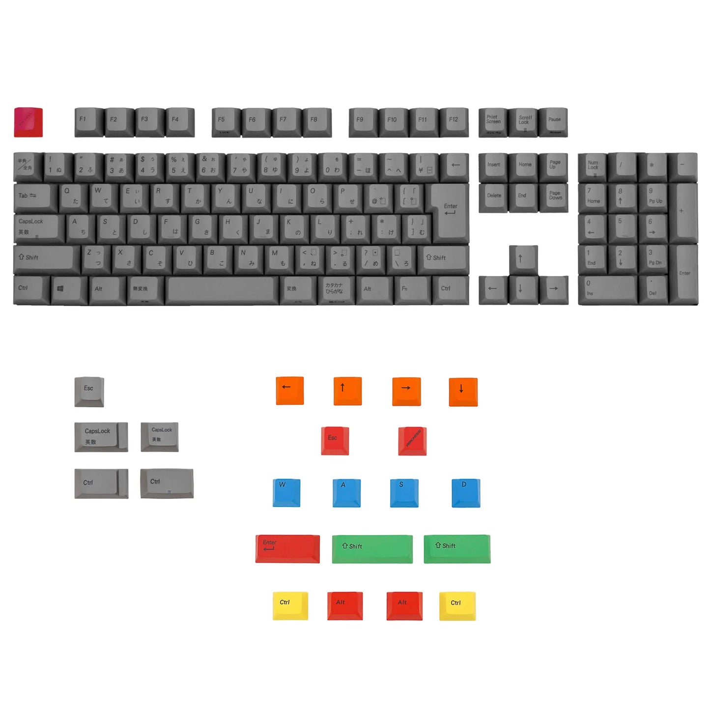 PBT昇華印刷キーキャップ フル・TKLキーボード 日本語配列 かなあり